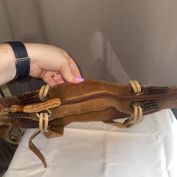 SABRINA SCALA Vintage Brown Suede Medium Leather Tote Hobo Handbag Purse - Picture 16 of 16